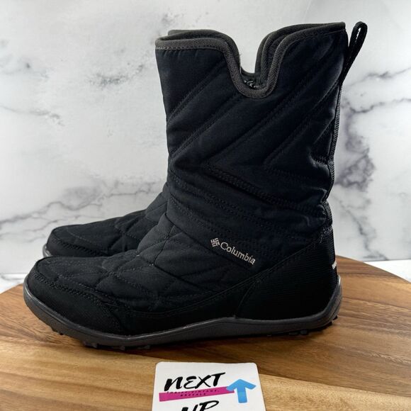 Women’s sz 9-Columbia Minx Slip III Winter Snow Boots Black Waterproof Insulated - Picture 1 of 9
